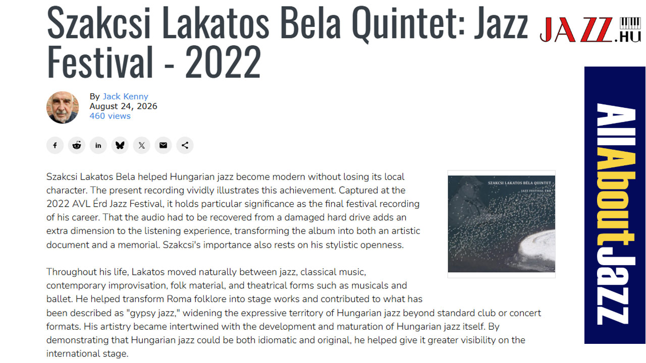 Szakcsi utolsó koncertlemezét méltatja az All About Jazz