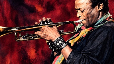 Miles Davis trombitával és Navitimer órával – Jazz-World illusztráció